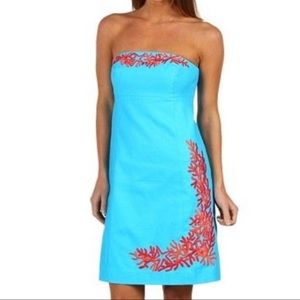 Lilly Pulitzer Bowen Strapless Dress 2 Turquoise